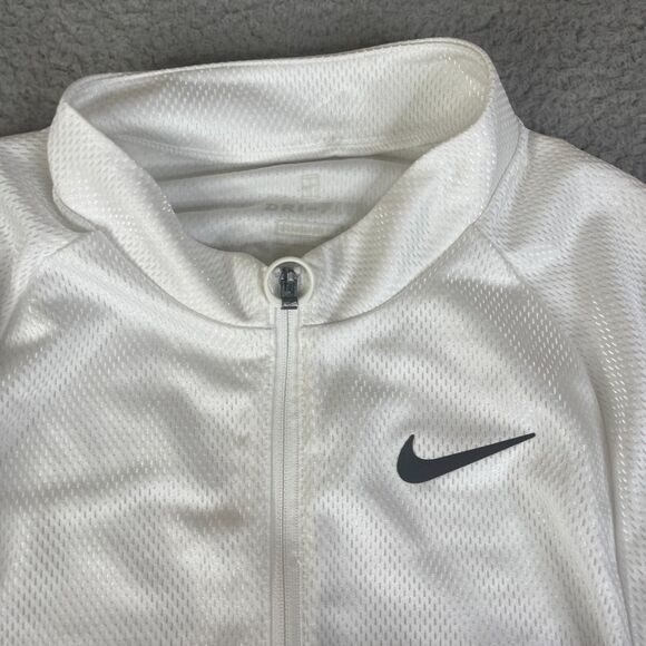 Nike Court Challenger Jacket Men XS White 1/4 Zip Knit Long Sleeve Sweater Shiny - Picture 2 of 12